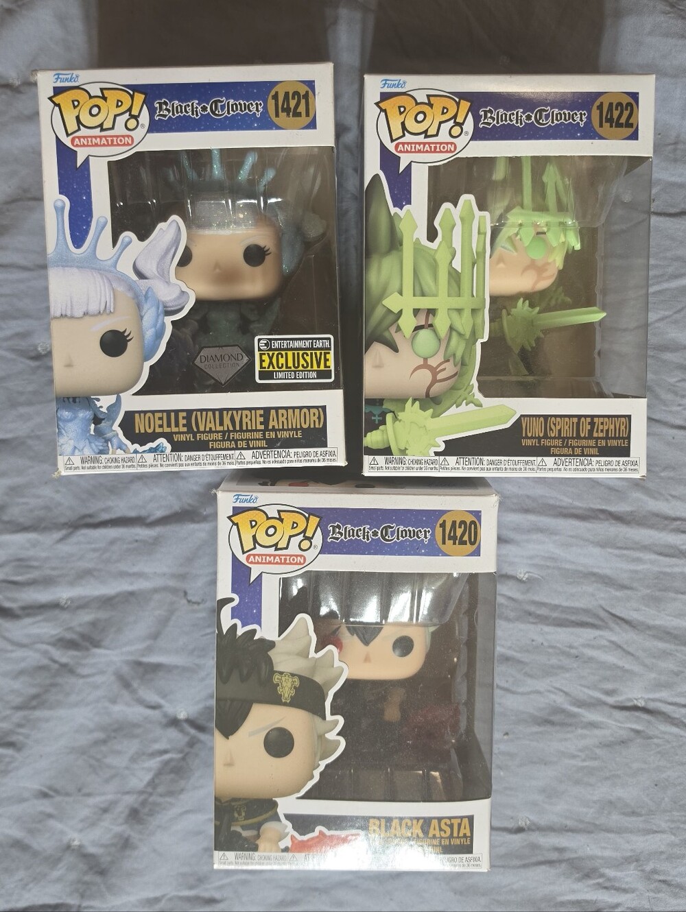 Funko Pop! Black Clover Trio Vinyl Figures - Green, White, Black